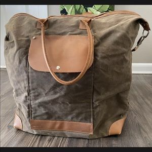 AU Maine Large Sailwax Bogie Waxed Canvas Weekender Travel Bag Brown